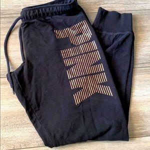 PINK joggers with rose gold logo